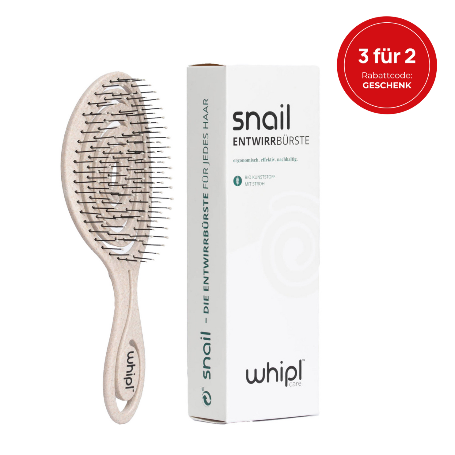 Brosse démêlante biologique à ressorts hélicoïdaux Whipl™ Snail